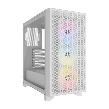 Corsair 3000D RGB Airflow Mid-Tower Pc Case - White - 3X Ar120 RGB Fans - Four-Slot Gpu Support Fits Up to 8X 120Mm Fans - High Airflow Design - Tempered Glass 