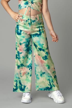 Tie & Dye Flared Bottom For Girls-1 Year / Ocean Blue / KBT005-DPMS005-NIL-NIL-THY01-FS001-ZPH03-NIL-NIL-NIL