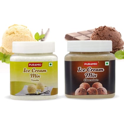 Puramio Ice Cream Mix - Vanilla & Chocolate, 250 gm Each - Pack of 2