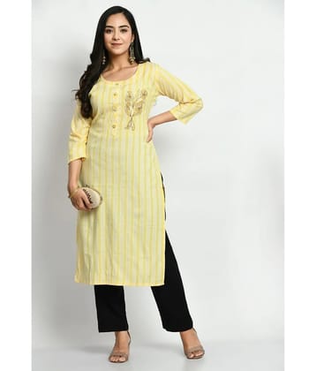 MAURYA - Yellow Cotton Blend Womens Straight Kurti ( Pack of 1 ) - None