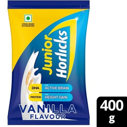 Junior Horlicks Health  NutritionDrink  Vanilla Support Physical Growth  Development 400 g Pouch