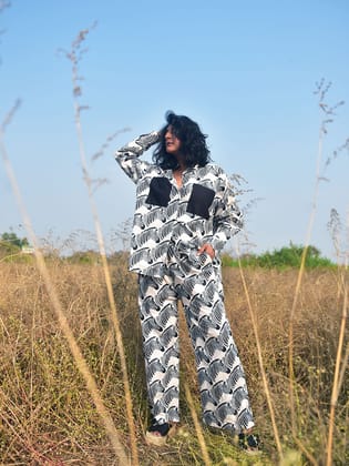 Zebra Shirt-Pants Co-ord Set-XS