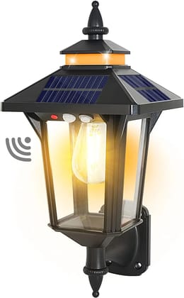 Solar Powered Wall Lantern Lights Outdoor with 3 Modes, Motion Sensor Solar Wall Light Waterproof, Dusk to Dawn LED Exterior Front Porch Lights Fixtures Wall Mount for Garage House Patio Doorway Yard