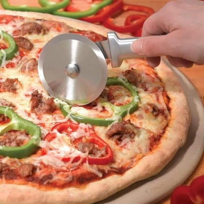 Pizza Cutter - Stainless Steel Wheel Blade with Finger Safe Handle Wheel Pizza Cutter-Free Size