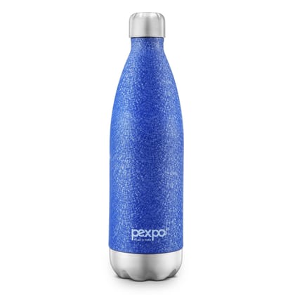 Pexpo Stainless Steel Hot and Cold Vacuum Insulated Flask with Jute Bag, 1L, Blue, Electro | Lightweight & Keeps Drinks Hot/Cold for 24+ Hours