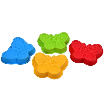 2679 Butterfly Shape Cake Cup Liners I Silicone Baking Cups I Muffin Cupcake Cases I Microwave or Oven Tray Safe I Molds for Handmade Soap, Biscuit, Chocolate, Muffins, Jelly, Pack of 4