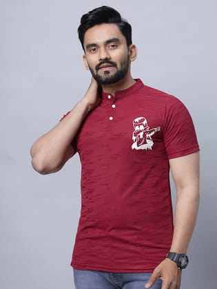 Mandarin Collar short Sleeves Regular Fit T-shirt