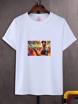 NITYANAND CREATIONS Round Neck White Holi T-Shirt for MEN-HOLI-T-SHIRT-11526-XL