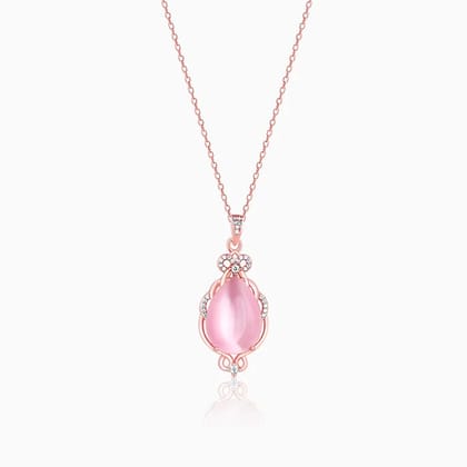 Rose Gold Pink Pendant with Link Chain