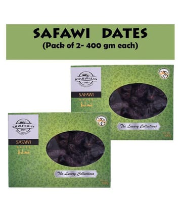 KHARAWALA''s Premium Safawi Dates Harvest from Saudi Arabia (Pack of 2-400 Grams Each)
