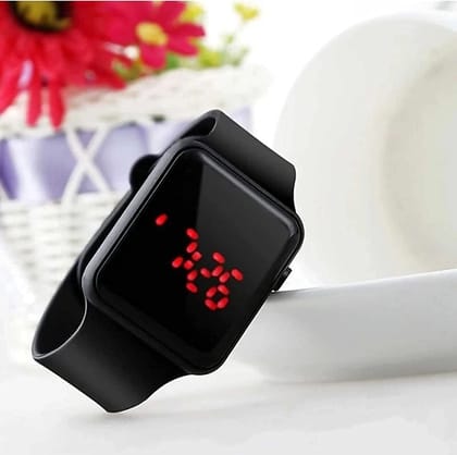 Digital Watch - For Boys & Girls DZ-426 HOT LOOKING LED SILICON STRAP SHAPE SQUARE DIAL LIKE SMART LOOK BLACK WATCH FOR MEN\'S AND KID\'S AND BOY\'S AND GIRLS  by Ruhi Fashion India