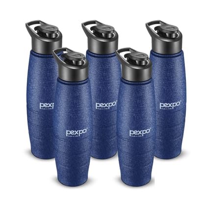 PEXPO Stainless Steel Sports/Fridge Water Bottle, 1L, Pack Of 5 Blue, Duro | Eco-Friendly Water Bottle With Sipper Cap
