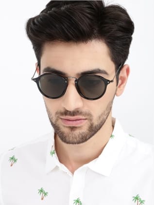 MTV Oval Green Men Golden Black Full-frame Plastic Metal Solid UV 400 Protection Sunglass-MTV-152-C1