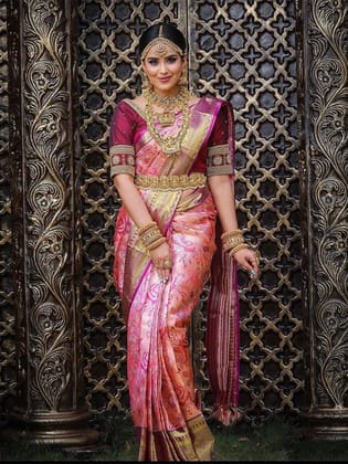 Floral Woven Design Zari Banarasi Saree