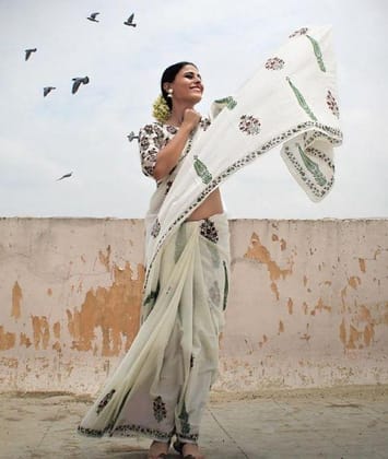 LINEN DESIGNER DIGITAL PRINT SAREE 11311
