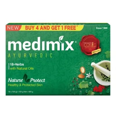 Medimix Classic 18-Herb Soap With Natural Oils Soap (Pack Of 5 - 125g Each)