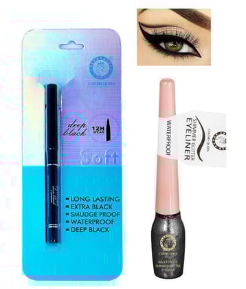 Colors Queen Long Lasting Deep Black Kajal Liquid Black Pack of 2 17 g