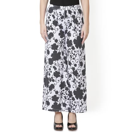 Black and White Floral Printed Palazzo-XXL