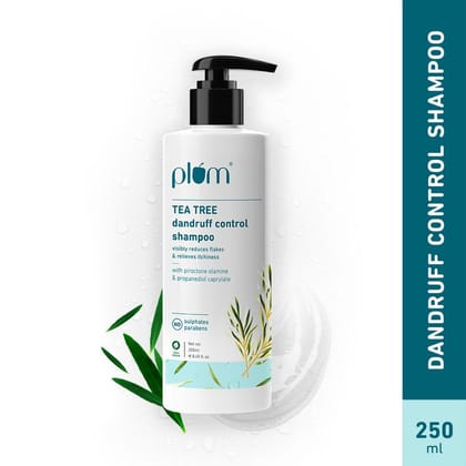 Plum Tea Tree Dandruff Control Shampoo - Removes Dandruff Flakes, Dead Skin Cells, For All Hair Types, 250 ml