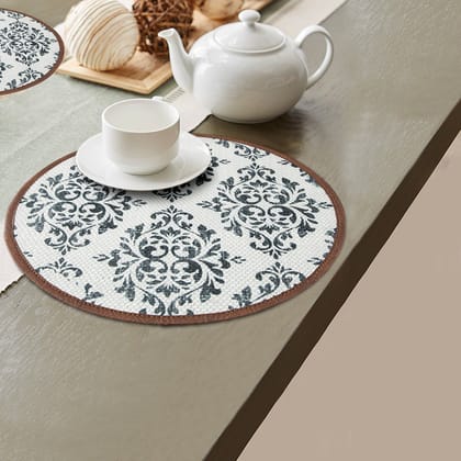 Mona B Set of 2 Printed Mosaic Placemats, 13 INCH Round, Best for Bed-Side Table/Center Table, Dining Table/Shelves (Trellis)