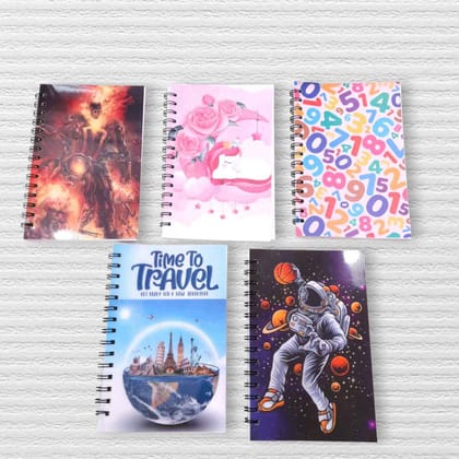Spiral Note Book Single Line | A6 Size Note Book (60 Pages) - For Kids, Students & Return Gifts (Pack of 6)