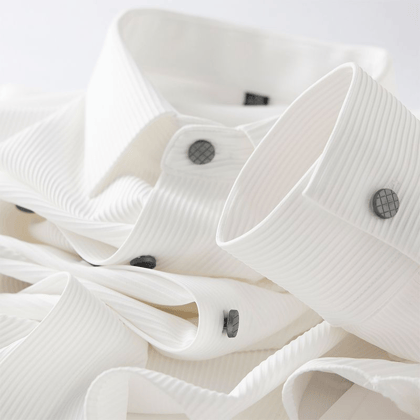 White Light Solid Stripe Casual Long Sleeve Shirt-M/40