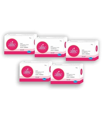 Alite Anti Acne Soap 1% Salicylic Acid & Tea Tree Oil For Acne, Pimple, Blackhead 75g ( Pack of 5 )