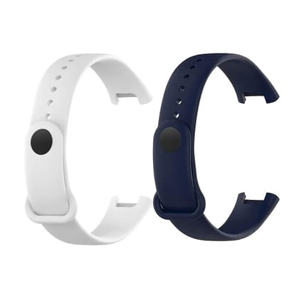 Valente Soft Silicon Band Strap Compatible for Redmi Band Pro (Pack of 2)-NavyBlue & White