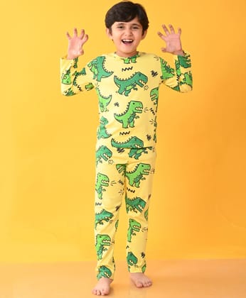 BIG DINOSAUR YELLOW LONG SLEEVES PYJAMA SET - YELLOW-6-12 MONTHS / 2N / YELLOW