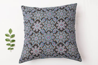 Ajrakh Print Cotton Cushion Cover (16in x 16in)