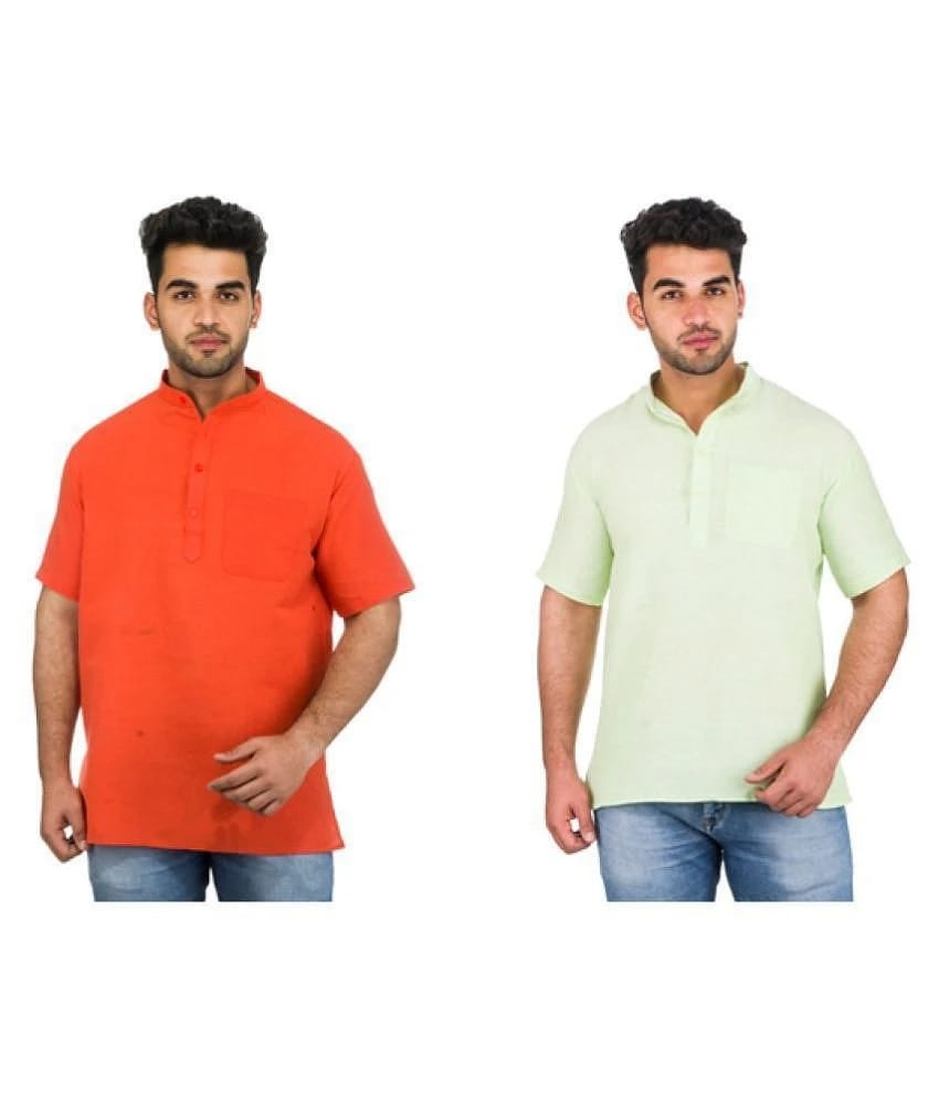 DESHBANDHU DBK Multi 100 Percent Cotton Kurta Pack of 2 - None