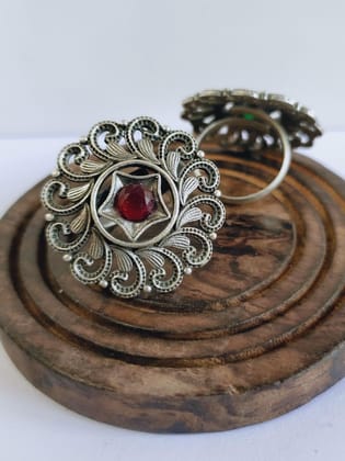 Silver Look-Alike Adjustable Finger Rings – Casual Wear | Sarichka-Red