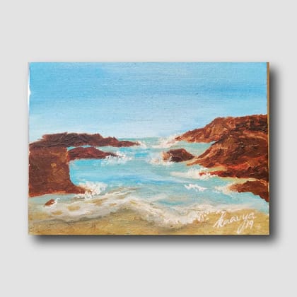 Ocean rush | Medium - Acrylic | Premium Print-8 x 12 in / Brown Frame