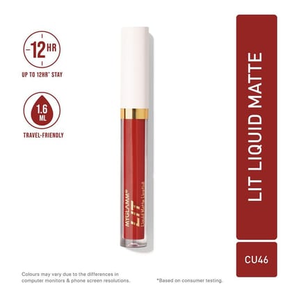 LIT Liquid Matte Lipstick - CU46 (Blood Red Shade) | Long Lasting, Smudge-proof, Hydrating Matte Lipstick With Moringa Oil (1.6 ml)CU46