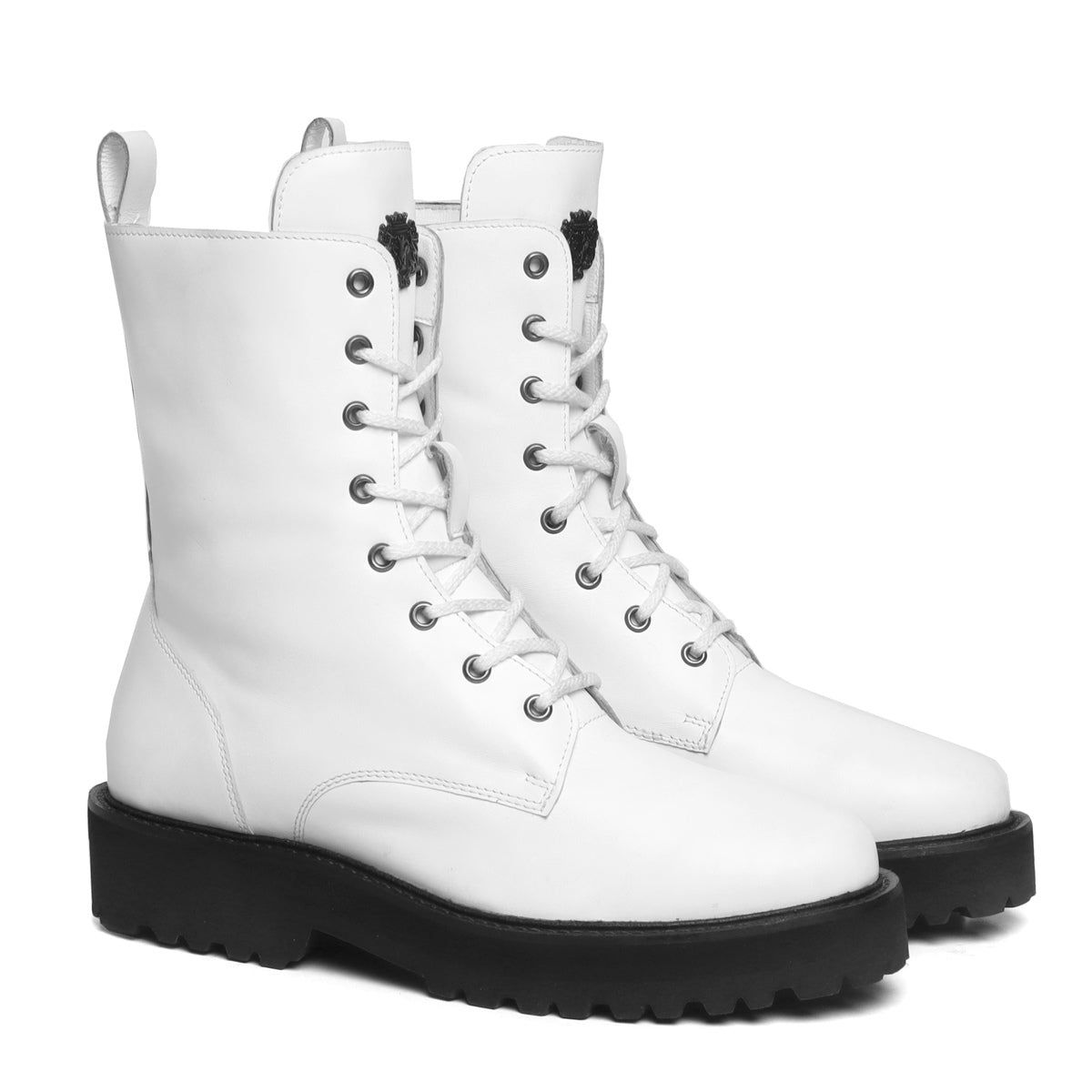 Lightweight Boot For Women White Leather With Contrasting Black Sole By Brune & Bareskin-41/8