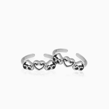 Oxidised Silver Curled Heart Toe Ring