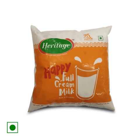 Heritage Full Cream Milk, 500 ml Pouch