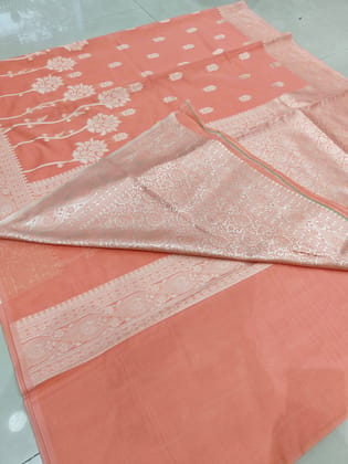 Mercerized cotton sarees-Peach 168