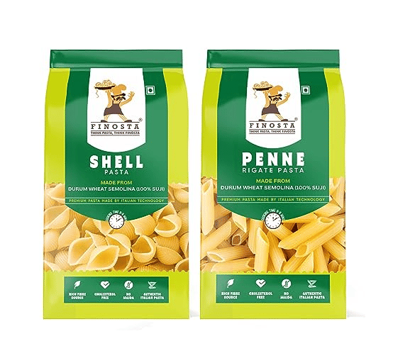 Finosta Pasta Penne And Shell Pasta, 500 gm Pack of 2