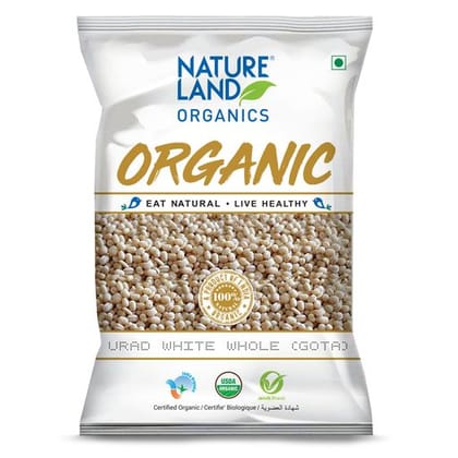 Natureland Organics Urad White Whole Gota, 1 Kg