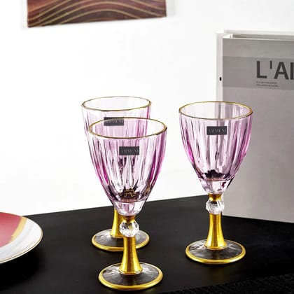 Impressionist Gold Stemmed Wine Glass Mary Red Set of 8