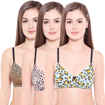 Bodycare Polycotton lycra Padded Non wired Tshirt Bra-Pack of 3