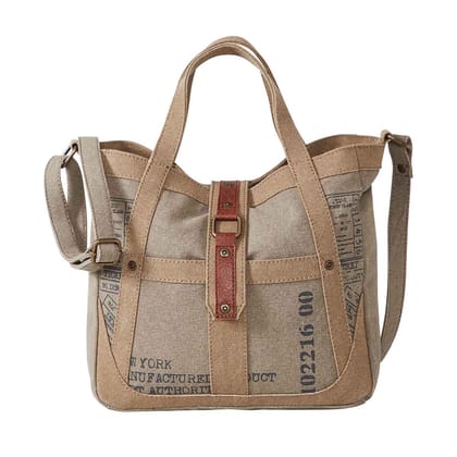 Mona B - 100% Cotton Canvas Messenger Crossbody Vintage Sling Bag with Stylish Design for Women: Escape (Brown 1)