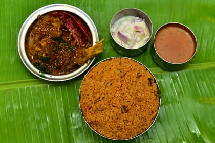 Biryani Rice And  Mutton Chukka