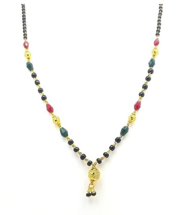 SONI Mangalsutra Womens Pride Daily wear Gold Plated Mangalsutra for Women 18-inch Length Black Beads Short Chain Mangalsutra - Golden