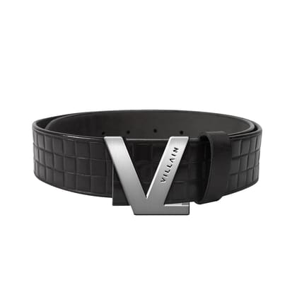 VILLAIN Black Leather Belt 30