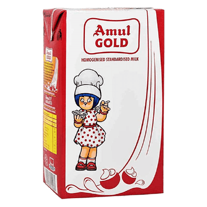 Amul Gold Homogenised Standardised Milk, 1 L Carton(Savers Retail)