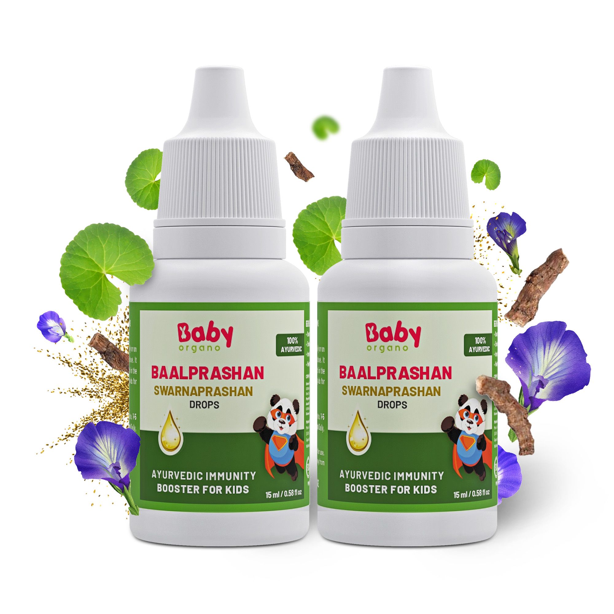 BabyOrgano BaalPrashan Swarnaprashan Ayurvedic Immunity Booster - 15ml Pack of 2