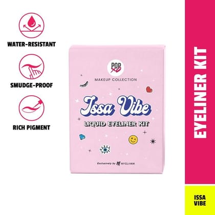 POPxo Liquid Eyeliner Kit - Issa Vibe (Set of 3) | Smudge-proof, Long Lasting Matte Finis Blue, Red & Pink Shade Liquid Eyeliners