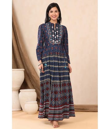 Juniper Rayon Blue Fit And Flare Dress - Single - None
